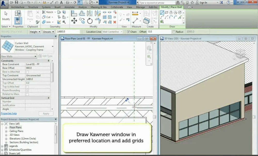 BIM instructional video published by Kawneer