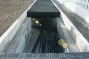 Fibrelite Covers in Precast Trench at Welsh Wind Farm