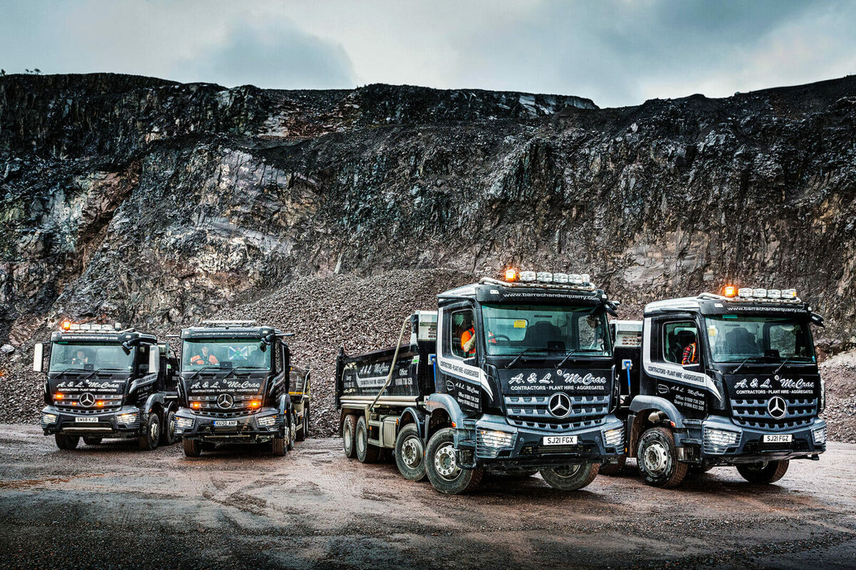 Robust, fuel-efficient Mercedes-Benz Arocs tippers dig in with Barrachander Quarry @MercedesBenzUK