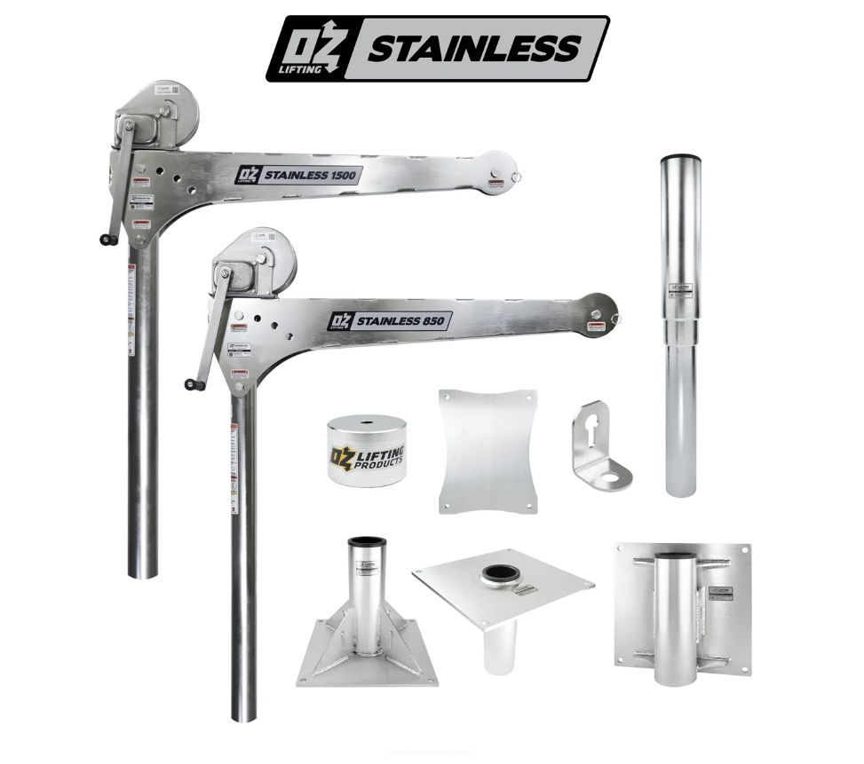 OZ Lifting Launches Stainless Steel Davit Cranes, Accessories