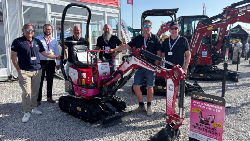 Think pink: Mellor Plant UK raffles Yanmar SV08 for Cancer Research UK