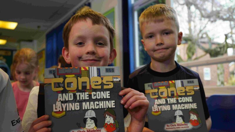 ‘The Cones’ bring Highways Safety and the Automated Cone Laying Machine to life for Children on World Book Day