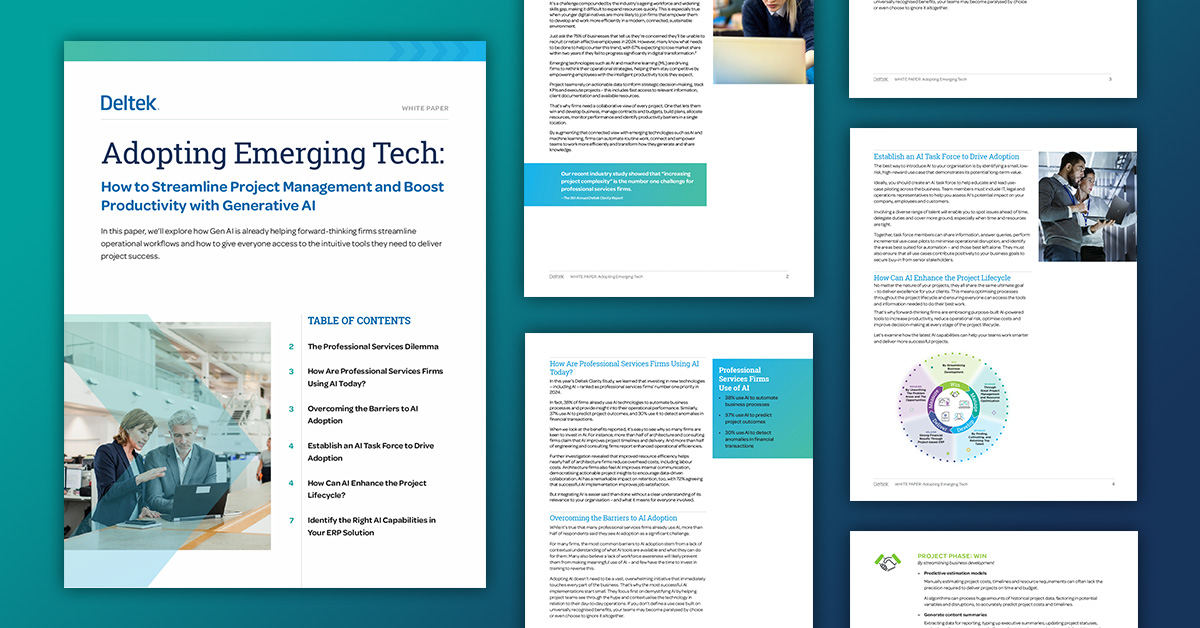 UK professional services firms look to GenAI for improved productivity and profitability, Deltek report reveals